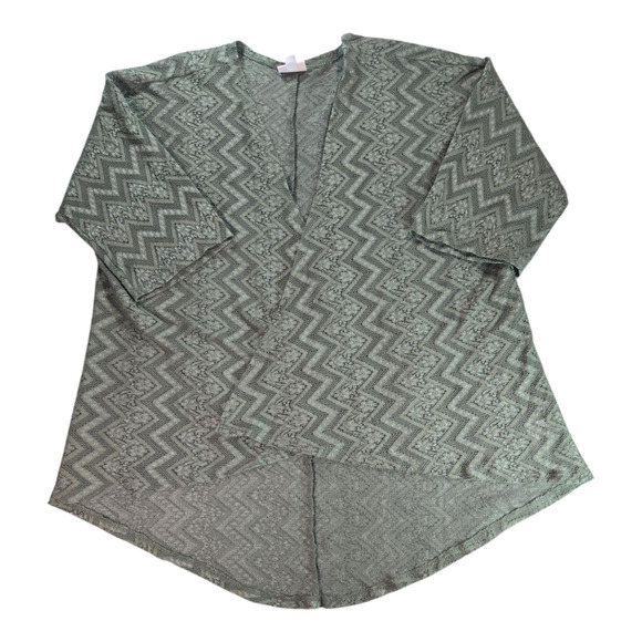 Lularoe Women Medium Green Open Front Loose Knit Cardigan Spring Fall EUC Boho - Picture 2 of 13
